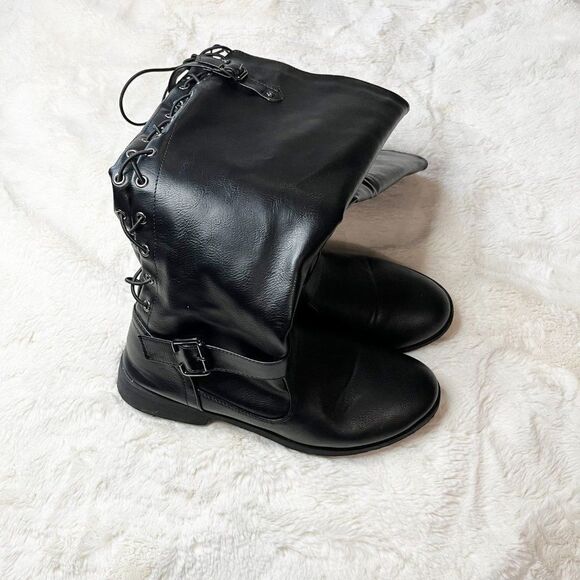 Wanted Lady Luck Back Lace-up Knee High Riding Boot - Picture 12 of 14